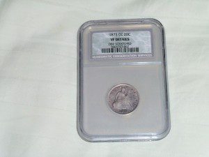 1875 CC 20 CENT COIN