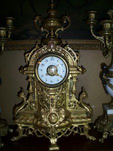 French Louis XIV Style Bronze Mantel Clock.