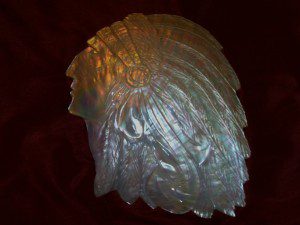 CARVED MOTHER OF PEARL INDIAN CHIEF.